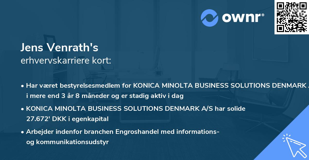 Jens Venrath's erhvervskarriere kort