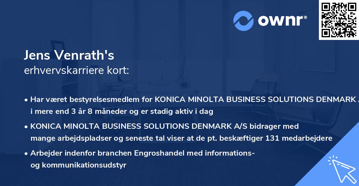 Jens Venrath's erhvervskarriere kort