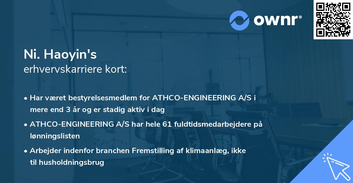 Ni. Haoyin's erhvervskarriere kort