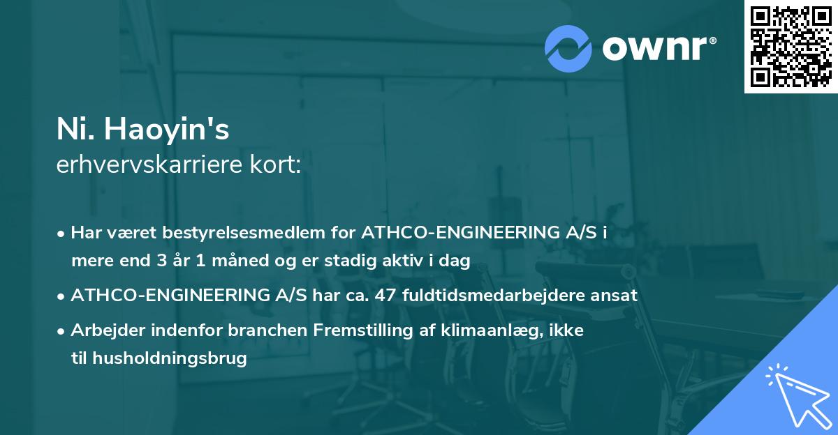 Ni. Haoyin's erhvervskarriere kort