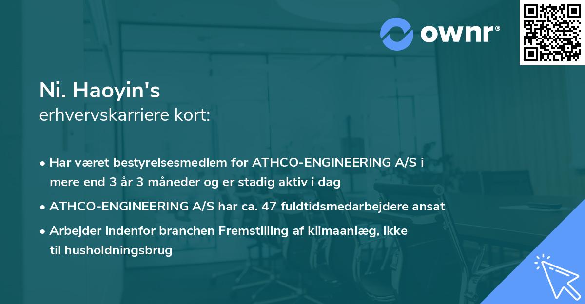 Ni. Haoyin's erhvervskarriere kort