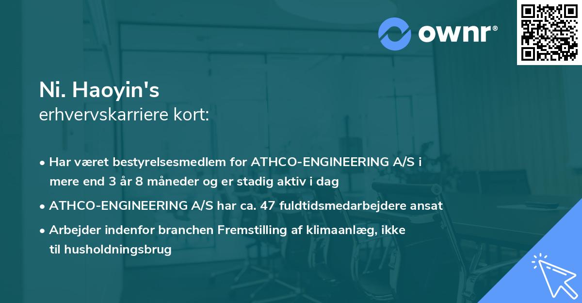 Ni. Haoyin's erhvervskarriere kort
