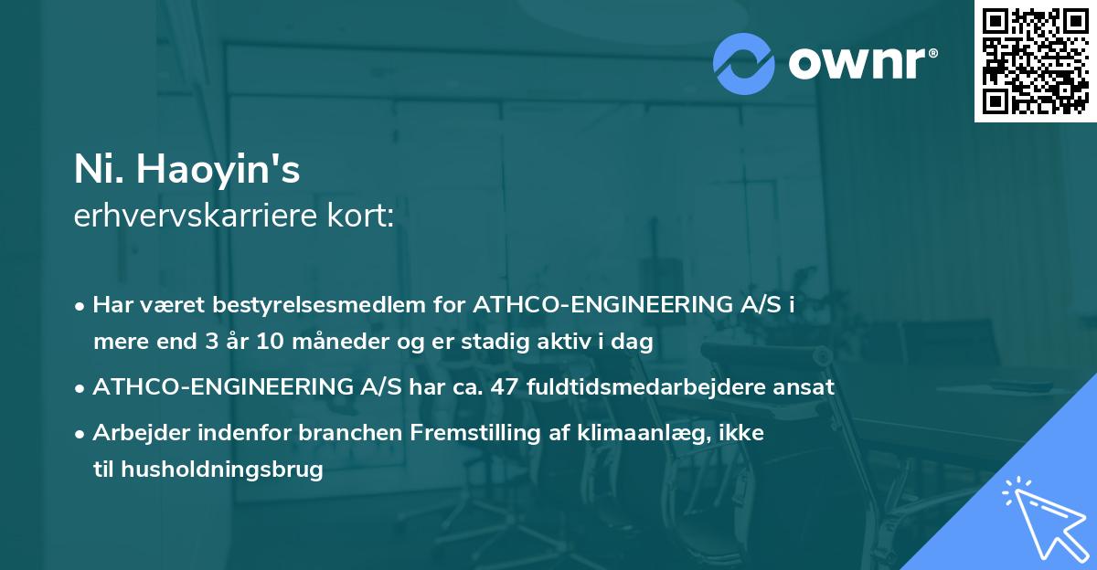 Ni. Haoyin's erhvervskarriere kort
