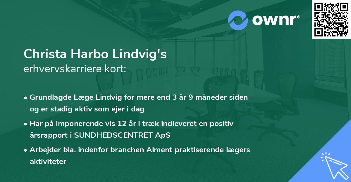 Christa Harbo Lindvig's erhvervskarriere kort