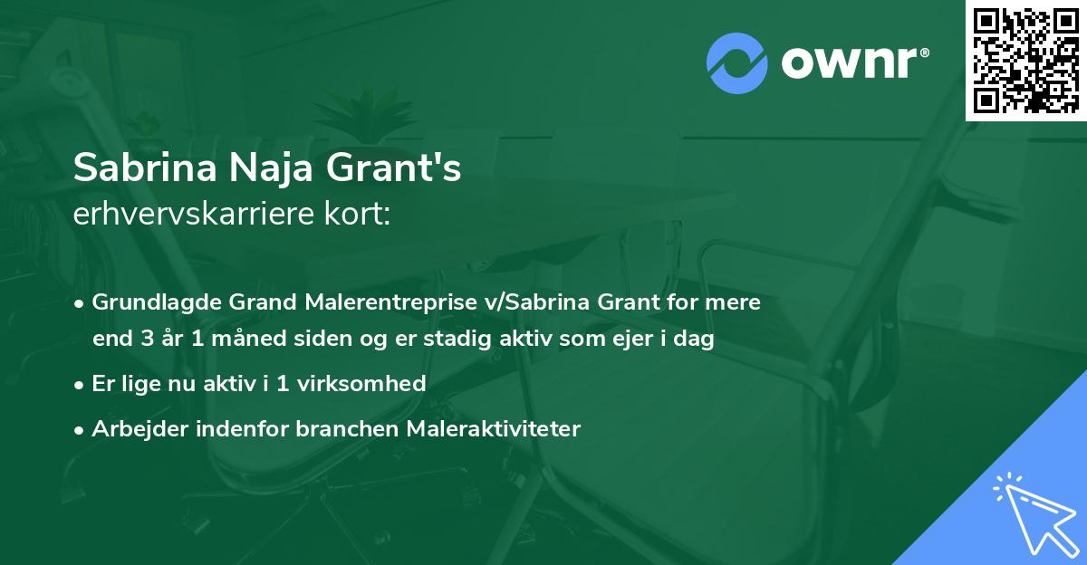 Sabrina Naja Grant's erhvervskarriere kort