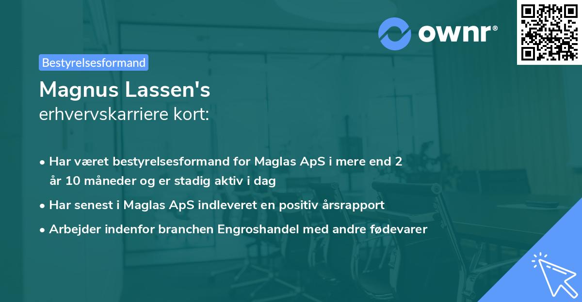 Magnus Lassen's erhvervskarriere kort