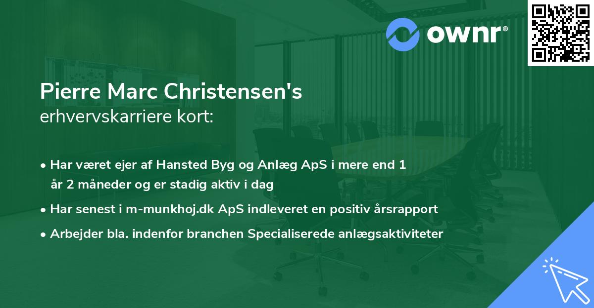 Pierre Marc Christensen's erhvervskarriere kort