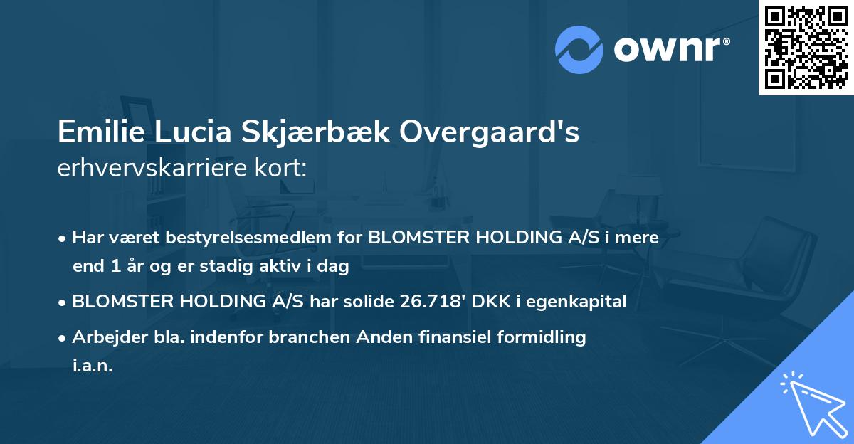 Emilie Lucia Skjærbæk Overgaard's erhvervskarriere kort