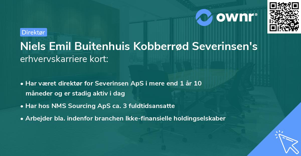 Niels Emil Buitenhuis Kobberrød Severinsen's erhvervskarriere kort