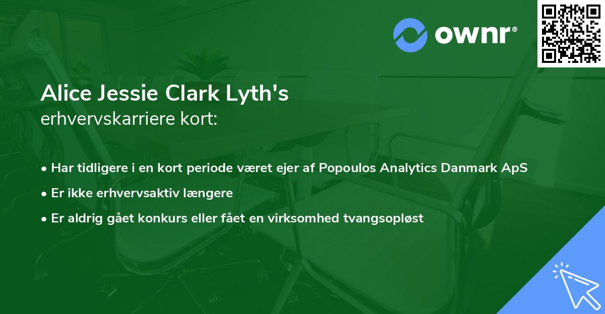 Alice Jessie Clark Lyth's erhvervskarriere kort