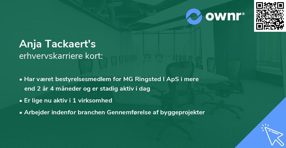 Anja Tackaert's erhvervskarriere kort