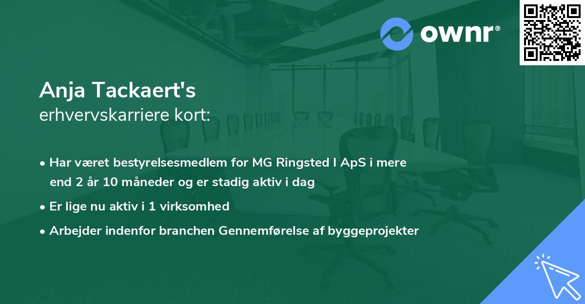 Anja Tackaert's erhvervskarriere kort