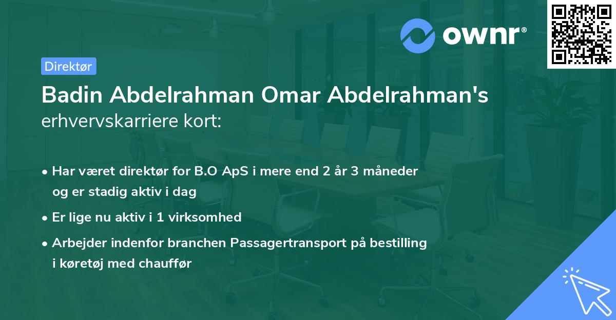 Badin Abdelrahman Omar Abdelrahman's erhvervskarriere kort