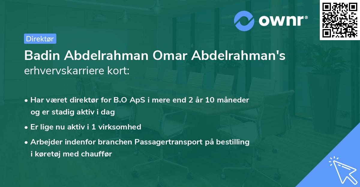 Badin Abdelrahman Omar Abdelrahman's erhvervskarriere kort