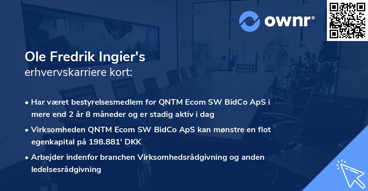 Ole Fredrik Ingier's erhvervskarriere kort