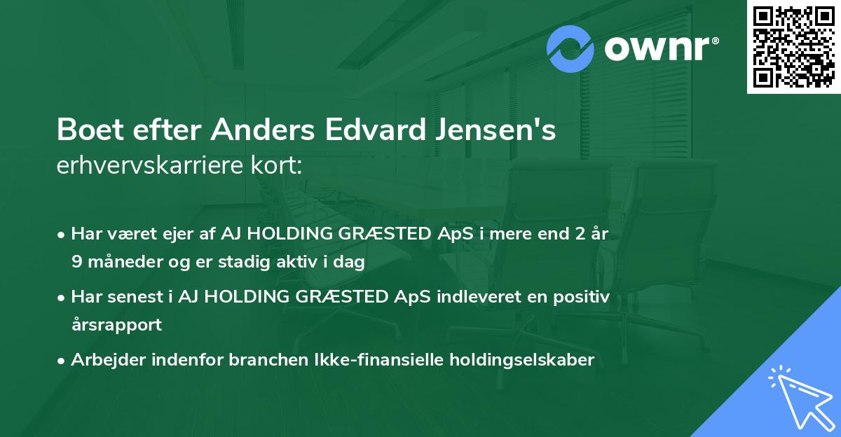 Boet efter Anders Edvard Jensen's erhvervskarriere kort
