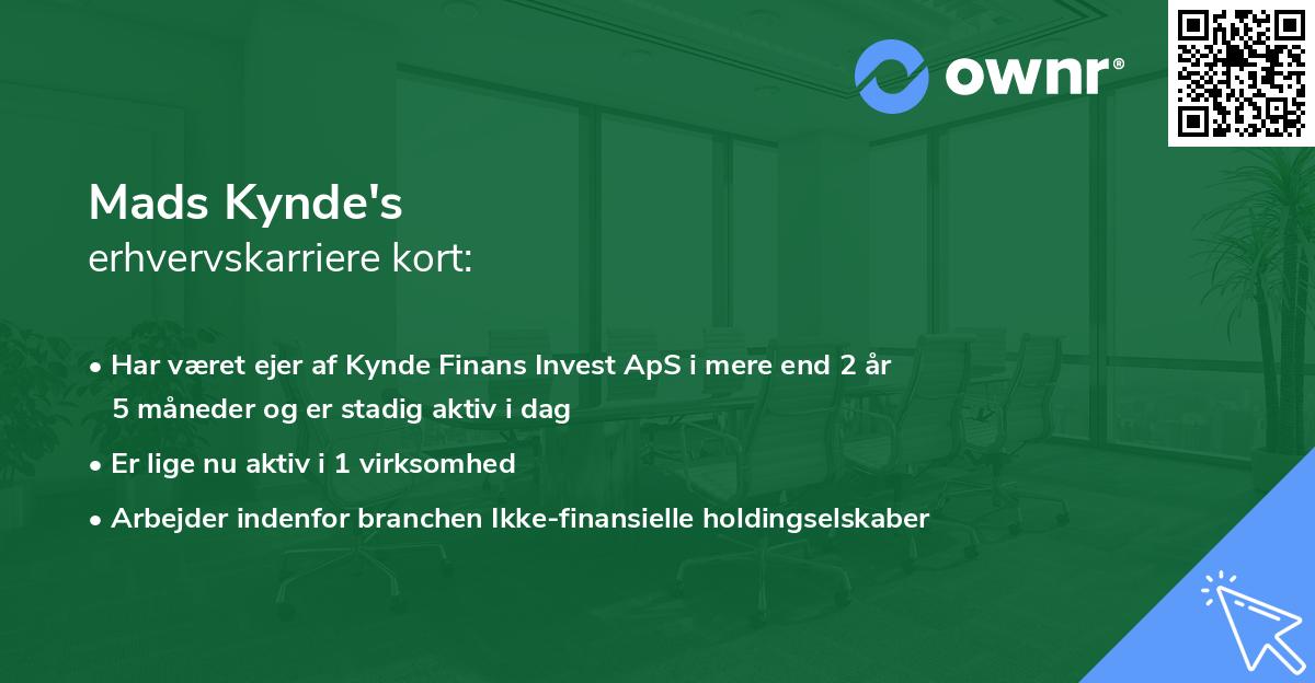 Mads Kynde's erhvervskarriere kort