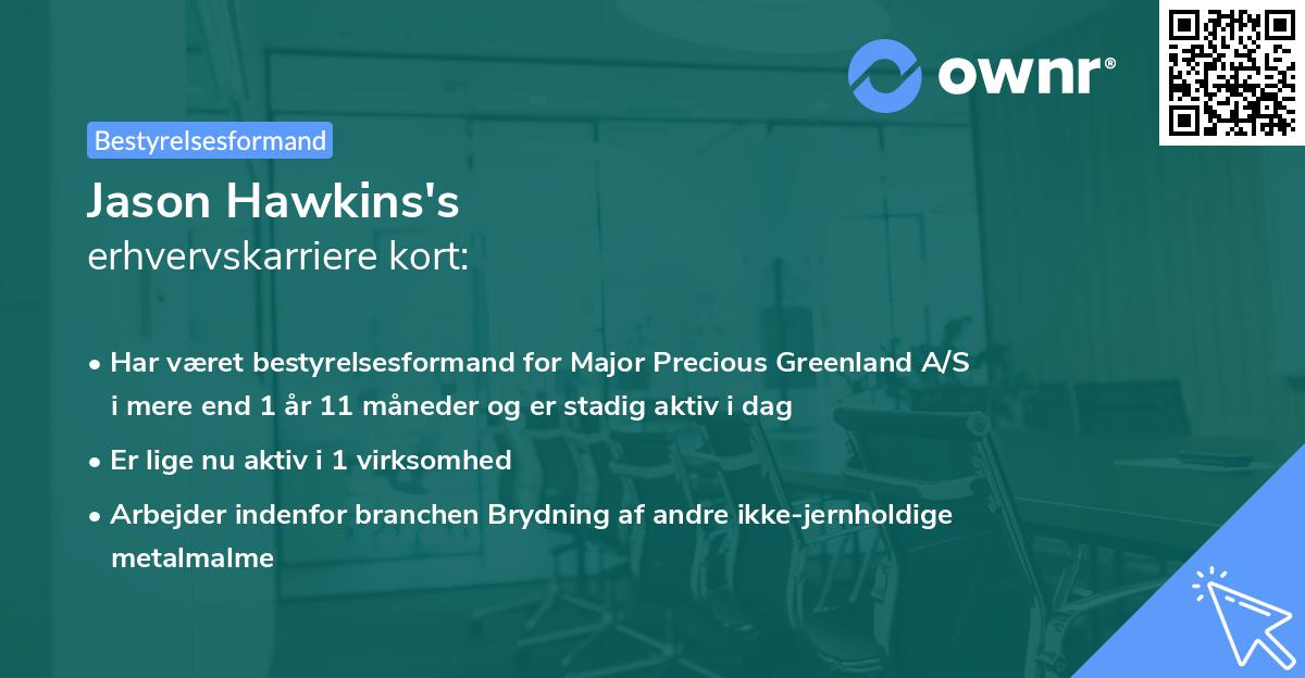 Jason Hawkins's erhvervskarriere kort