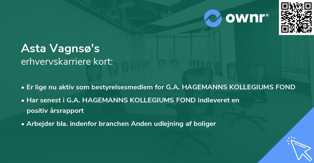 Asta Vagnsø's erhvervskarriere kort