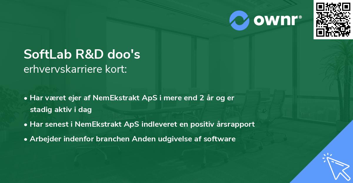 SoftLab R&D doo's erhvervskarriere kort