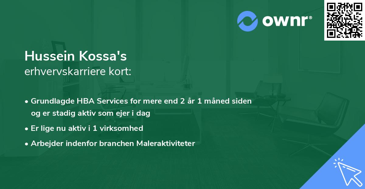 Hussein Kossa's erhvervskarriere kort