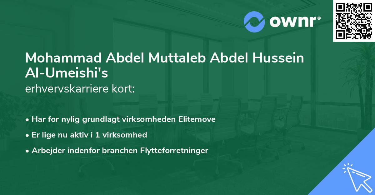 Mohammad Abdel Muttaleb Abdel Hussein Al-Umeishi's erhvervskarriere kort