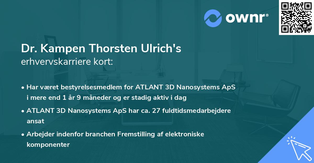 Dr. Kampen Thorsten Ulrich's erhvervskarriere kort