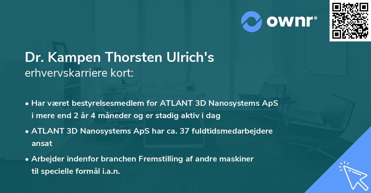 Dr. Kampen Thorsten Ulrich's erhvervskarriere kort