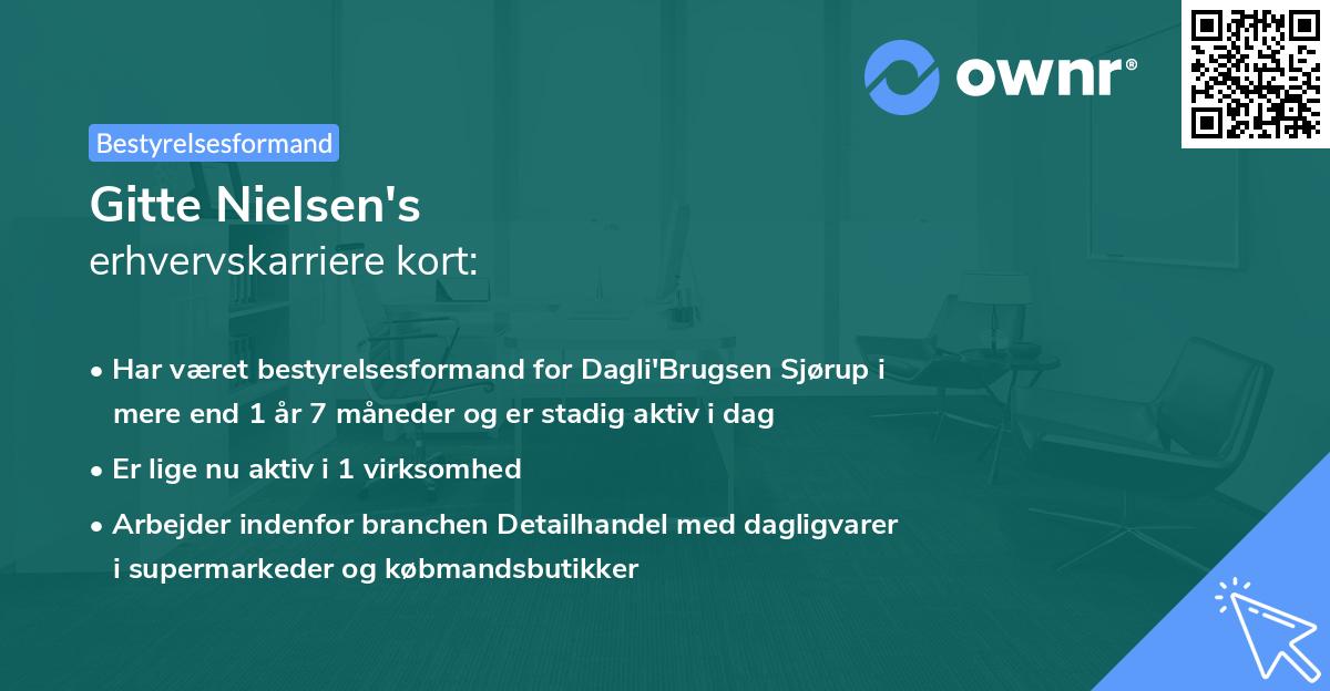 Gitte Nielsen's erhvervskarriere kort