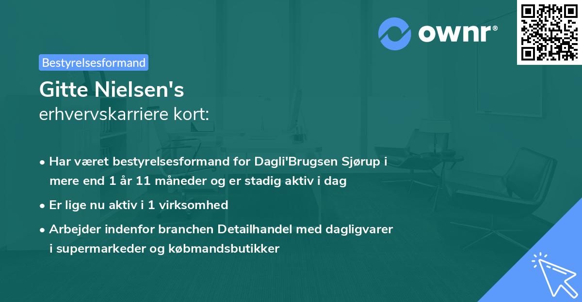 Gitte Nielsen's erhvervskarriere kort