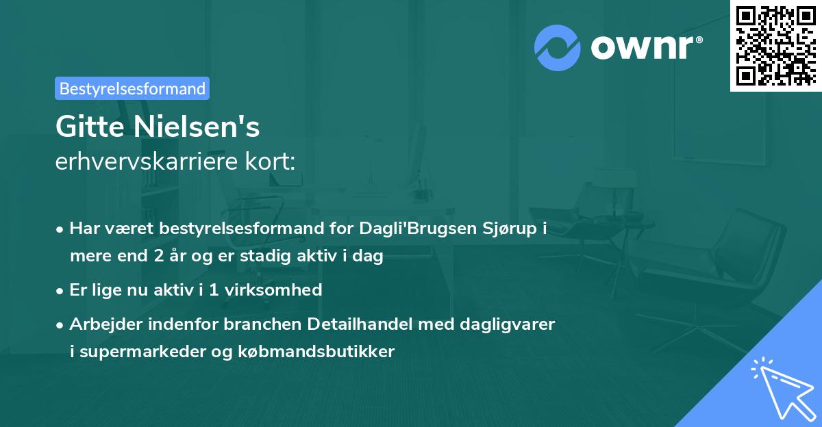 Gitte Nielsen's erhvervskarriere kort