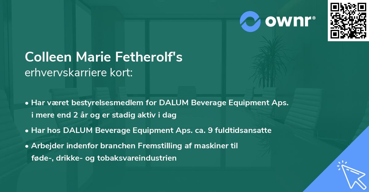 Colleen Marie Fetherolf's erhvervskarriere kort