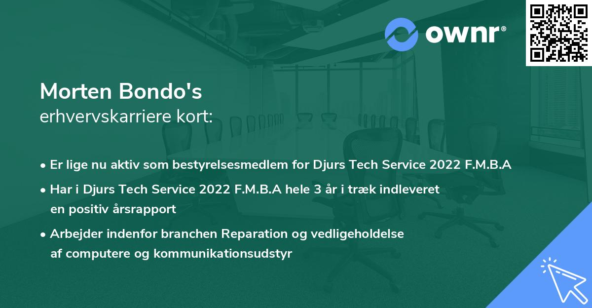 Morten Bondo's erhvervskarriere kort