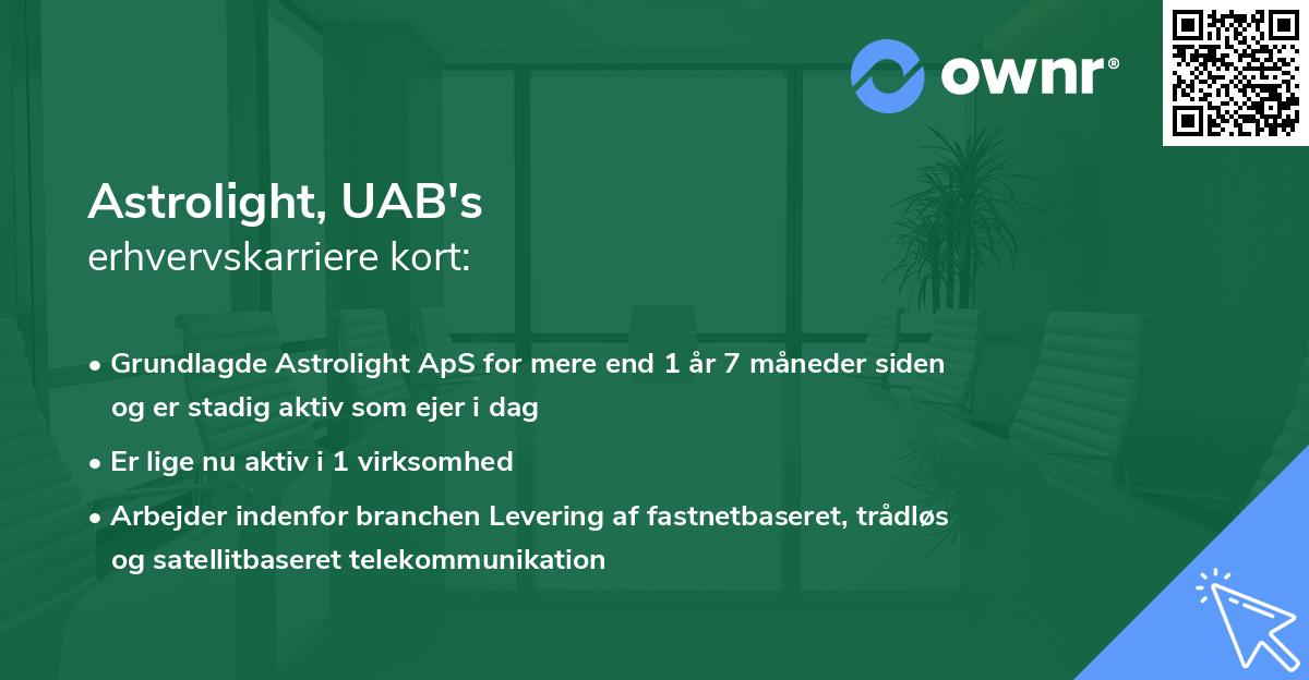 Astrolight, UAB's erhvervskarriere kort