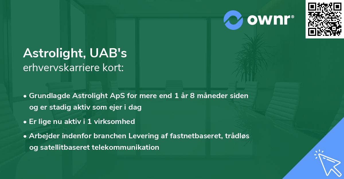 Astrolight, UAB's erhvervskarriere kort