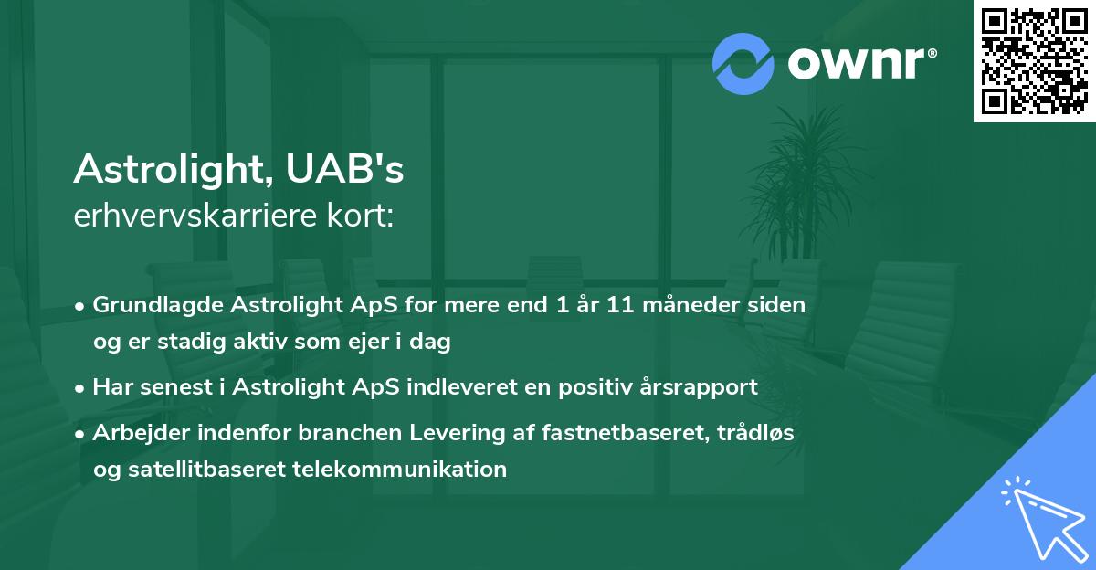 Astrolight, UAB's erhvervskarriere kort