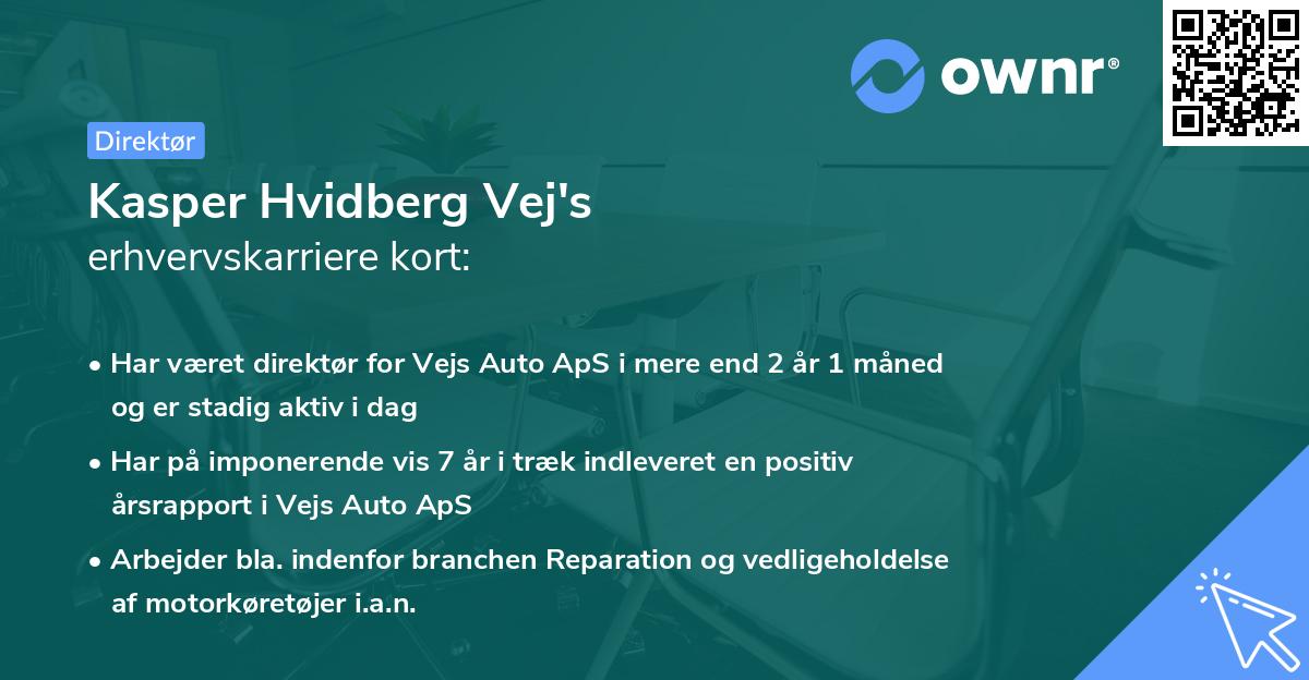 Kasper Hvidberg Vej's erhvervskarriere kort