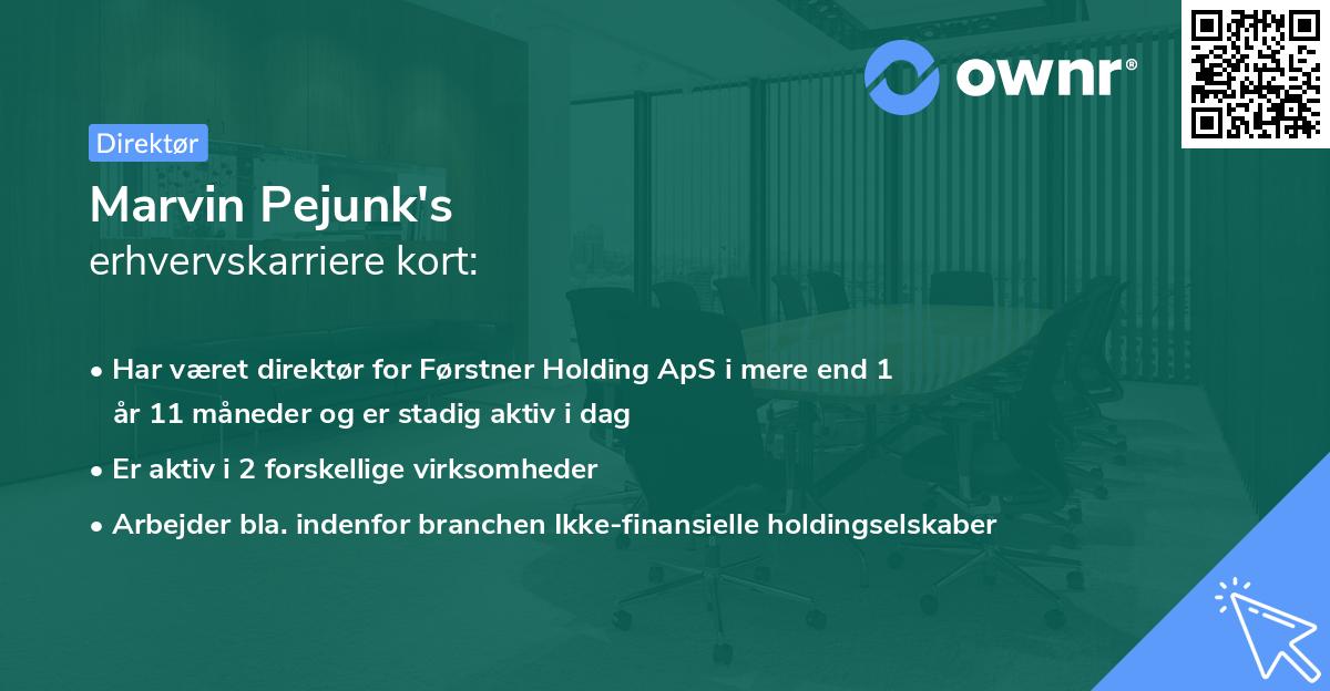 Marvin Pejunk's erhvervskarriere kort
