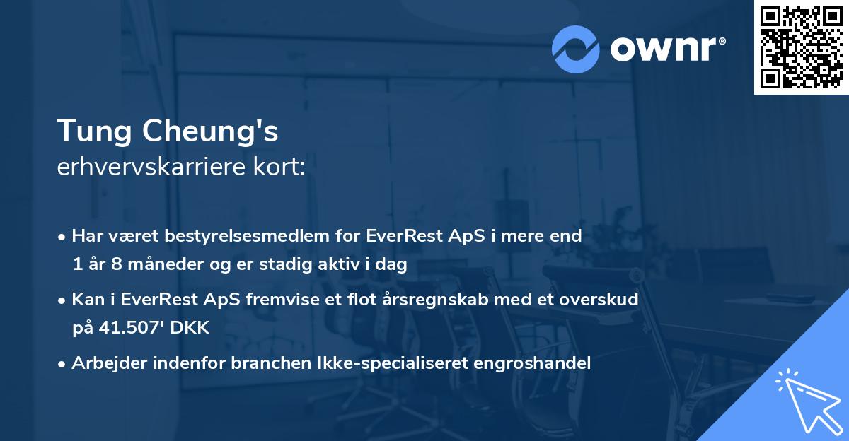 Tung Cheung's erhvervskarriere kort