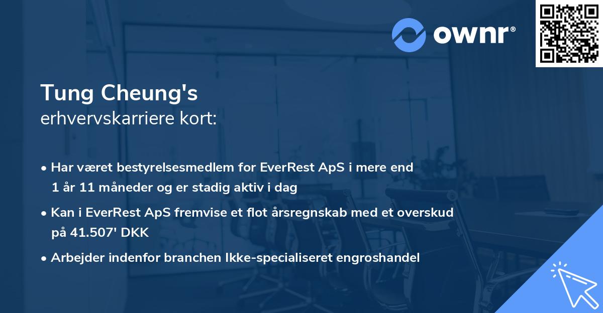 Tung Cheung's erhvervskarriere kort