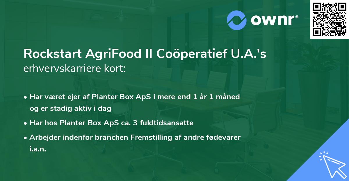 Rockstart AgriFood II Coöperatief U.A.'s erhvervskarriere kort