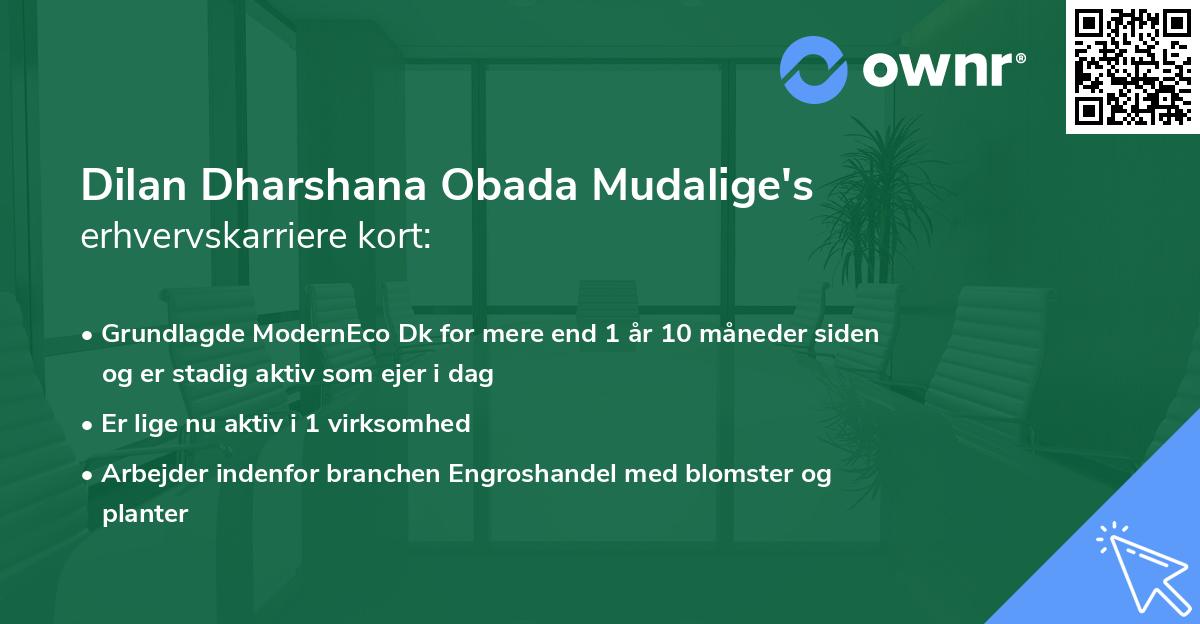 Dilan Dharshana Obada Mudalige's erhvervskarriere kort