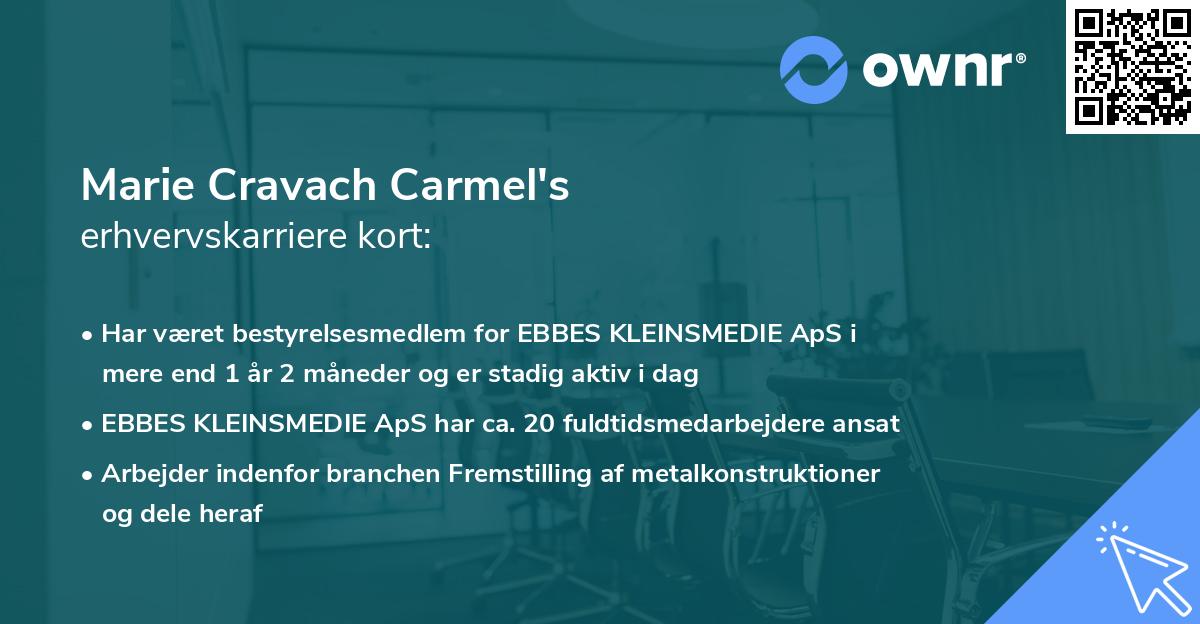 Marie Cravach Carmel's erhvervskarriere kort