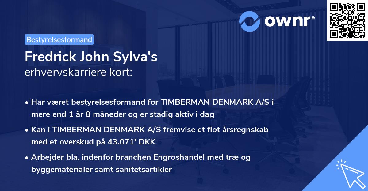 Fredrick John Sylva's erhvervskarriere kort