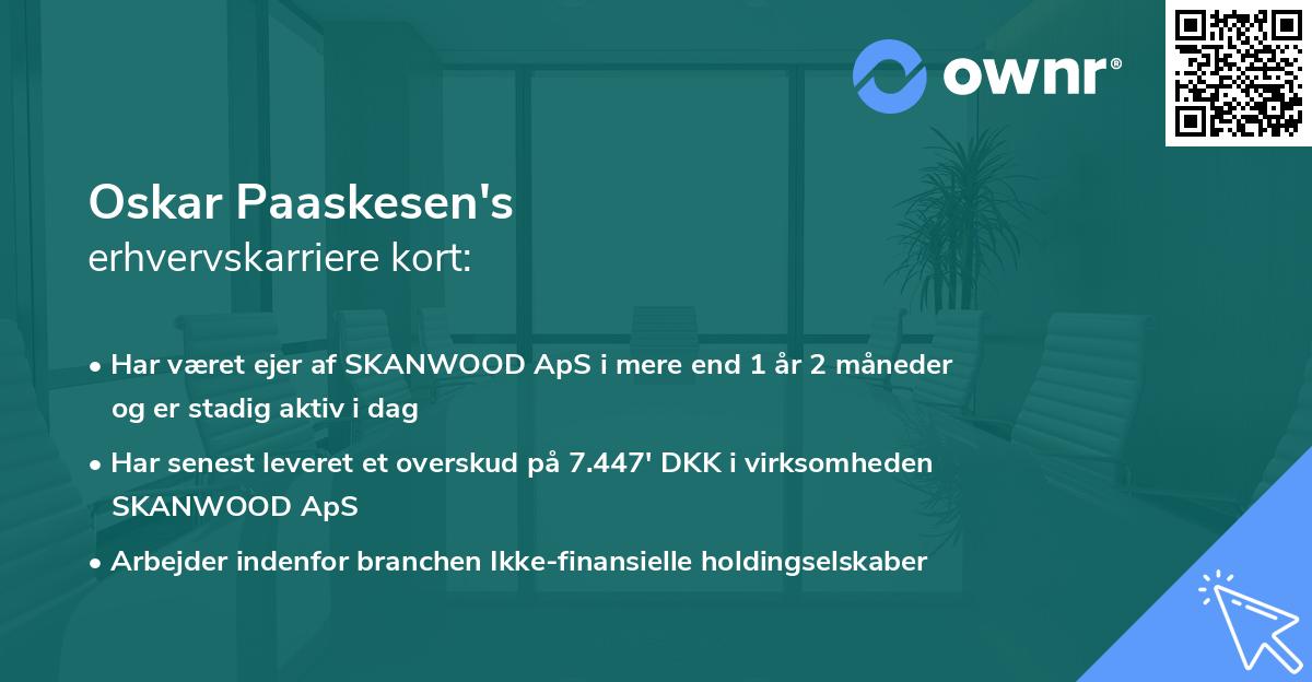 Oskar Paaskesen's erhvervskarriere kort