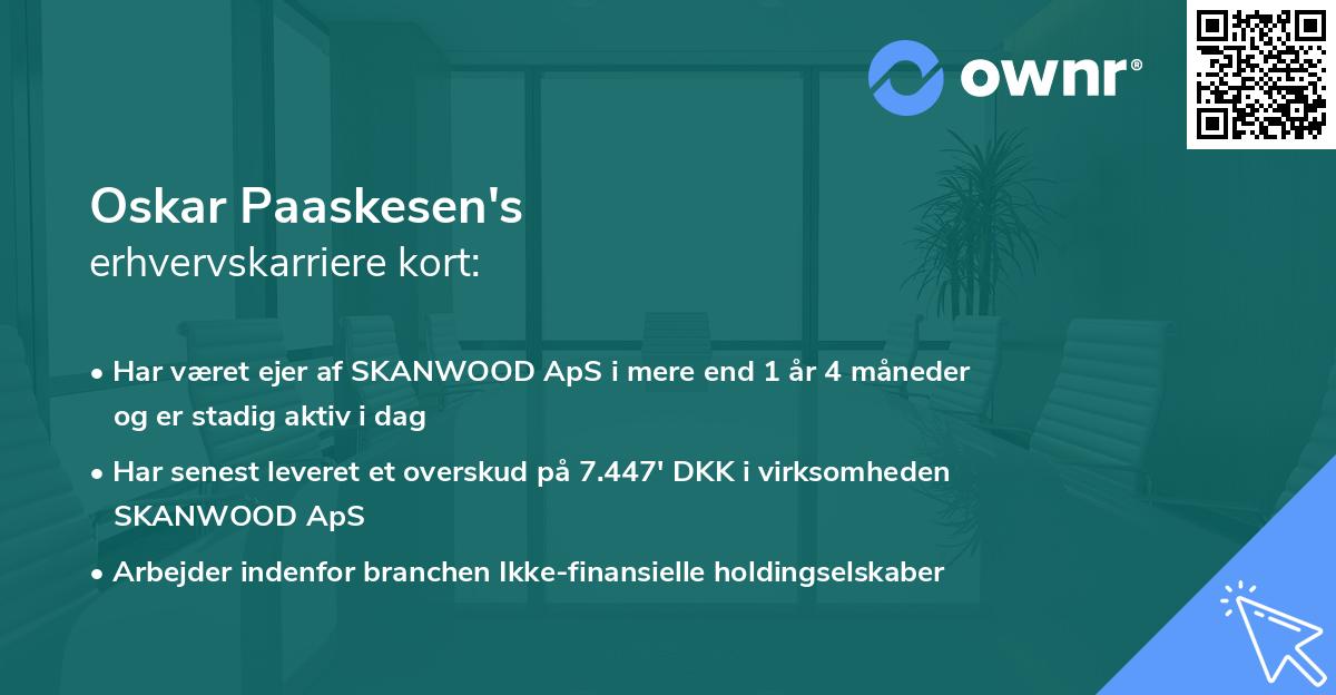 Oskar Paaskesen's erhvervskarriere kort
