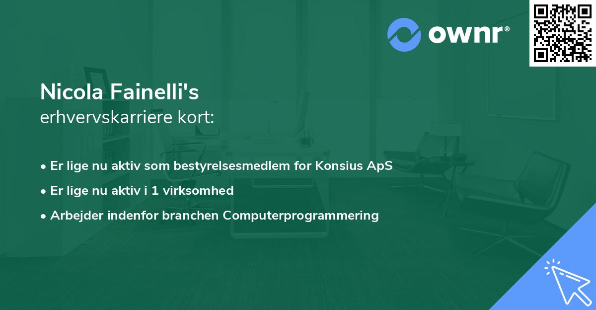 Nicola Fainelli's erhvervskarriere kort