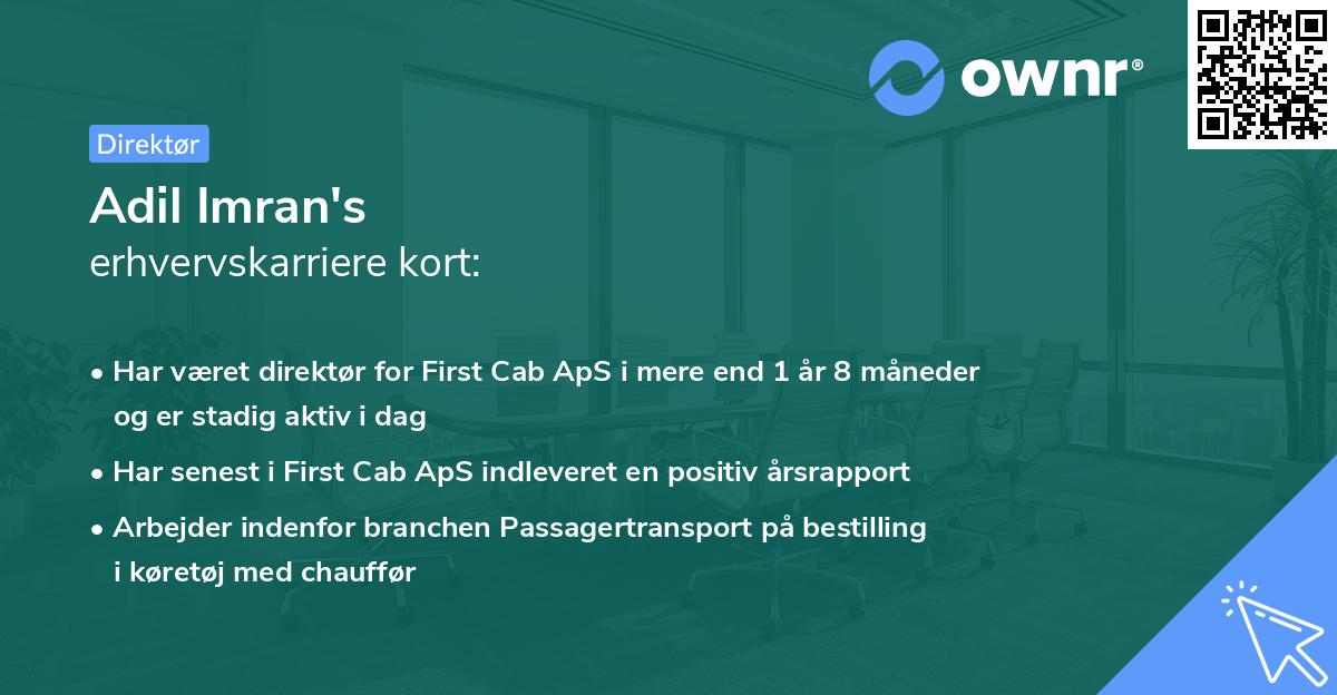 Adil Imran's erhvervskarriere kort