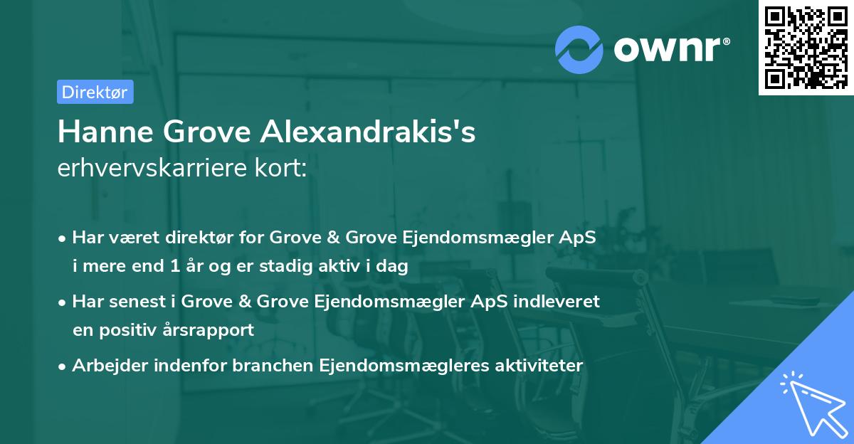 Hanne Grove Alexandrakis's erhvervskarriere kort