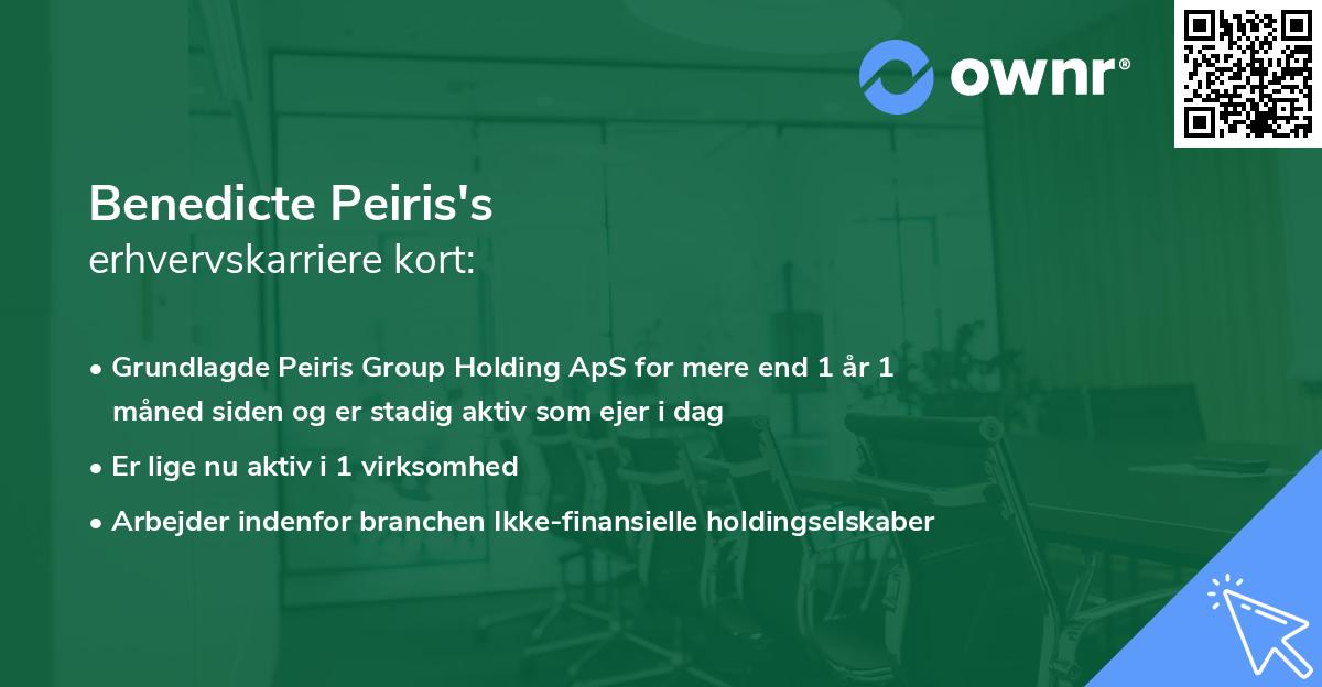 Benedicte Peiris's erhvervskarriere kort